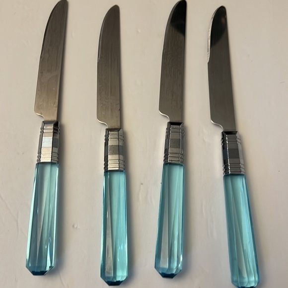 Vintage Jeweled Lucite Handle 5 pc Service for 2 plus extras Silverware Flatware - Picture 9 of 10